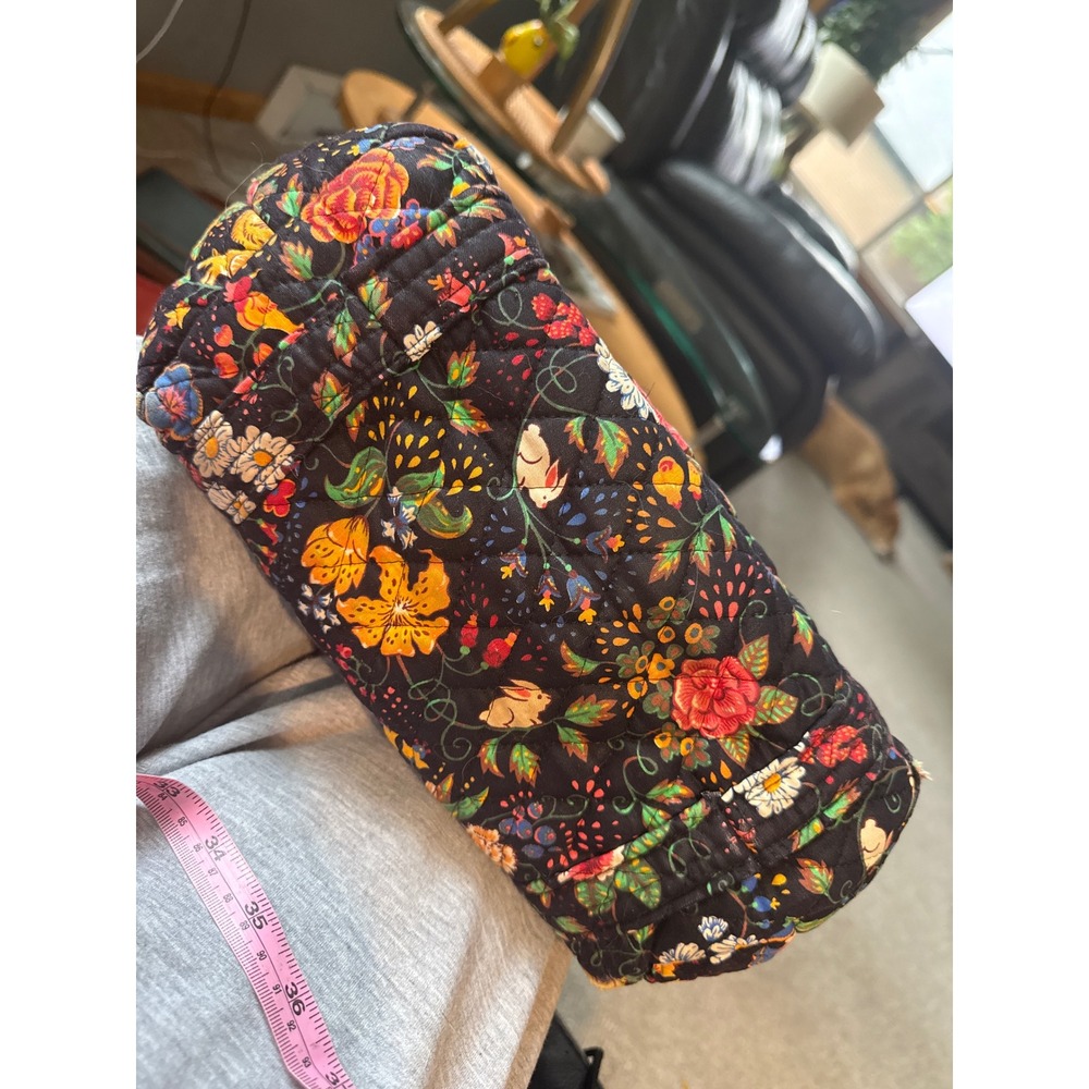 Vera Bradley Tavern on the Green Quilted Tote Bag Unicorn Floral Woodland Black - Picture 8 of 12